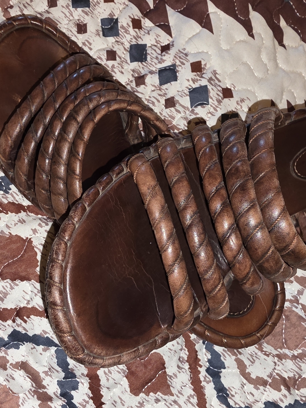Cole Haan Braided Leather Slide Sandals - Dark Brown - Picture 4 of 6
